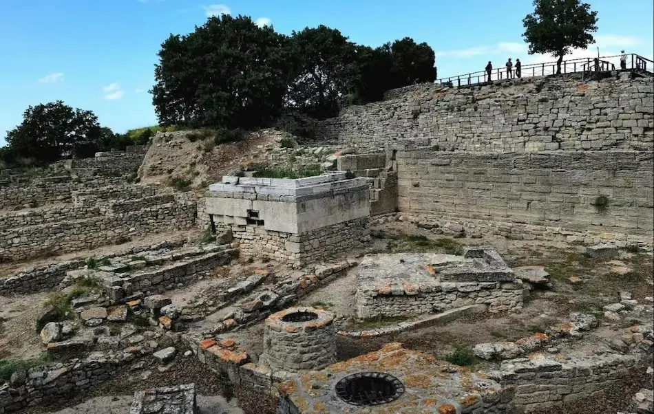 Archaeological Site of Troy excavation layers and stone ramp